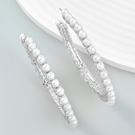 Perle Hoop Øredobber for Kvinner Dainty Lette Perle Hoops for Jenter Smykker Gave, Sliver