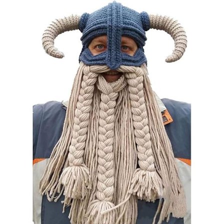 Voksen Viking skæg strikket hat barbarisk horn Hæklet lavet