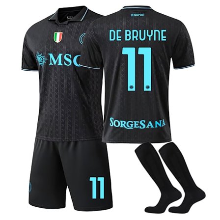 25-26 S.S.C. Napoli Udebane Tredje NO.11 DE BRUYNE Sæt Børn Voksen Fodboldudstyr med Sokker