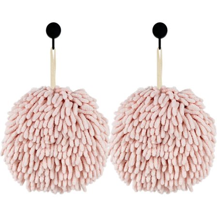 To Hengende Håndklær for Bad, Chenille Hurtigtørkende Håndklær, Sterkt Absorberende og Hurtigtørkende, Egnet for Kjøkken Bad (Rosa)