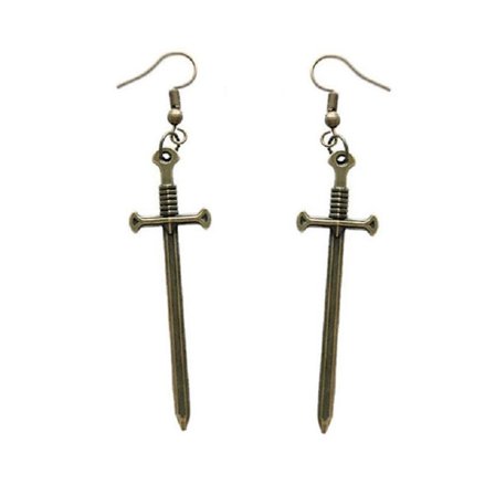 Örhängen Svärd Dagger XL Sword Kniv Vapen Bronsfärf