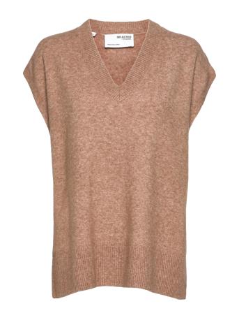 Slfnovah Knit Vest B Brown Selected Femme