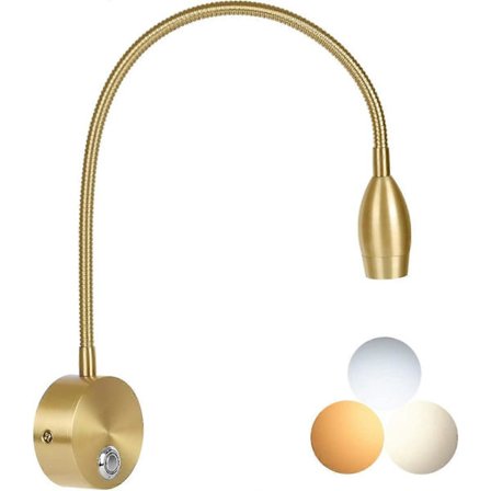 Sängynlukuvalo, makuuhuoneen valaisin, 3W LED kosketus himmennettävä kirkkaus minimalistinen seinävalaisin sängynpäädyn lukuvalo, säädettävä 