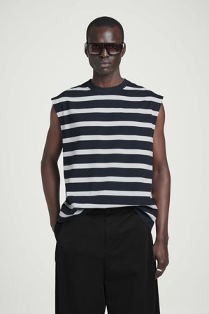 COS Men's Relaxed Cotton Crepe Tank Top in Blue