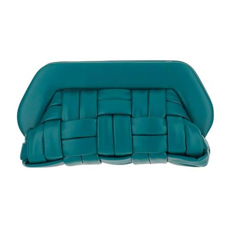 THEMOIRè Intreccionappa faux leather clutch Tas Removable shoulder strap Top magnetic closure Lined Green Made in Italy Composition: 65% polyurethane,