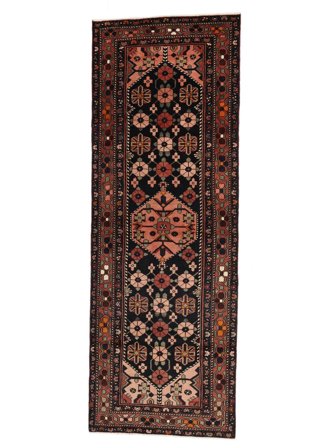 Tappeto Orientale Hamadan 106X305 Passatoie Nero/Rosso Scuro (Lana, Persia)