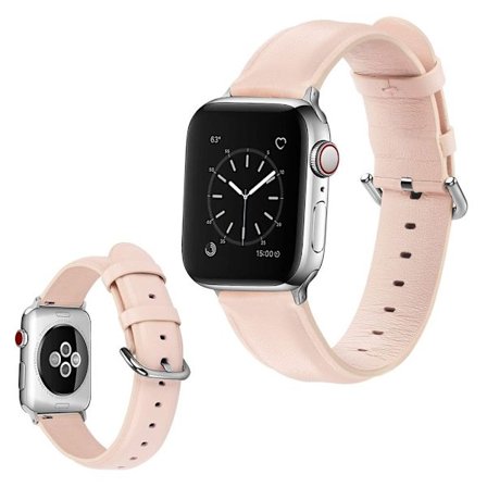 Apple Watch Series 5 40mm ægte læder Urrem - Lyserød