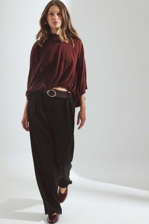 NA-KD Bubble Hem Sheer Top - T-shirts og Toppe - Brun - S