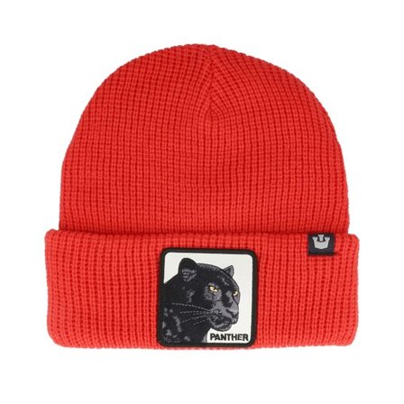 Goorin Bros. - Röd cuff Beanie - Panther Vision Classic Knits Square Patch Red Cuff @ Hatstore