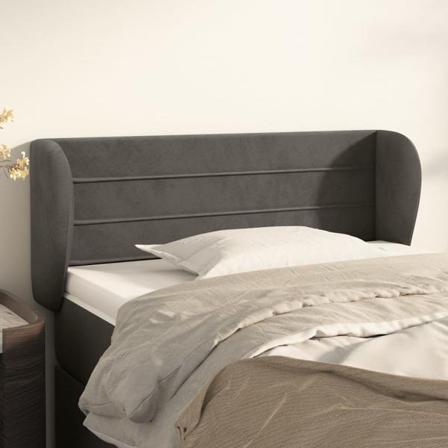 Vidaxl Huvudgavel Med Kanter Mörkgrå 103x23x78/88 Cm Sammet Grå