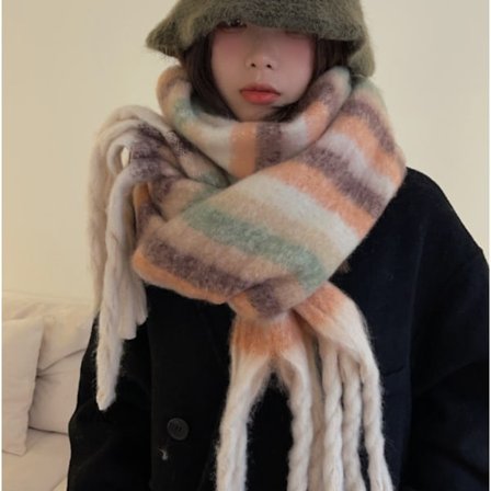 Stor Tjock Rutig Halsduk Färgad Överdimensionerad Halsduk Mjuk Stor Tjock Vintervarm Pläd Kvinnor