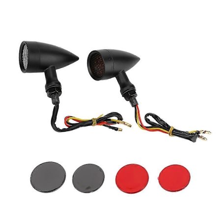 2 stk Motorsykkel Blinklys Bremselys Vintage Grill Modifikasjonstilbehør Svart