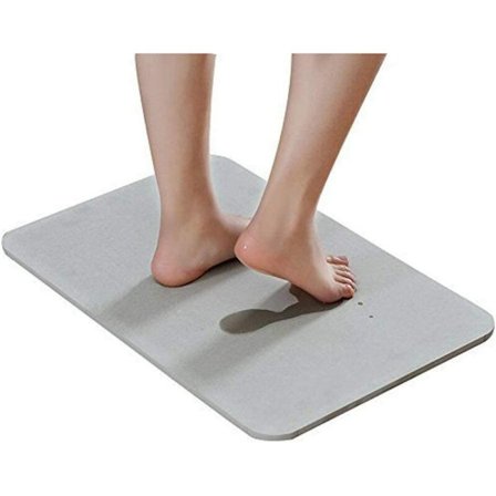 (Grå) Diatoméjord Bademåtte Bademåtte Skridsikker Brusebadsmåtte til Badeværelse 60 x 40cm