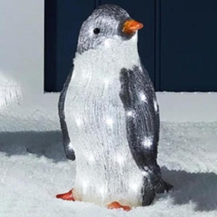 3x Julepingviner i Akryl med Lys - Udendørs Figur til Haven (FMY)