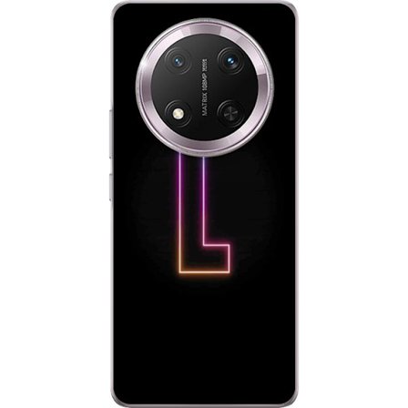 Yhteensopiva Puhelinkuori Honor Honor Magic7 Lite Minimaalinen neonkirjain L pehmeästi vaihtuvassa värivalossa mustaa taustaa vasten, puhdas graafin