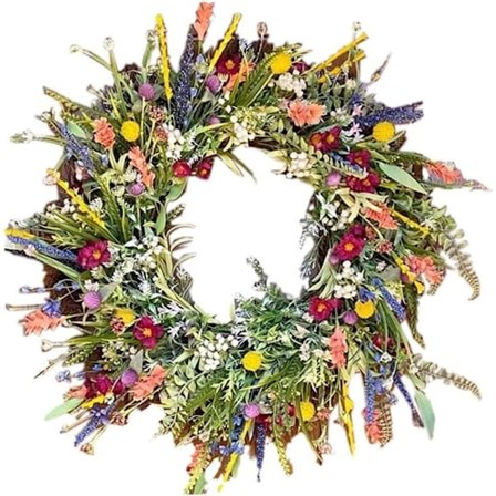 Blomsterkrans til inngangsdøren vår- og sommerkrans med små ville blomster
