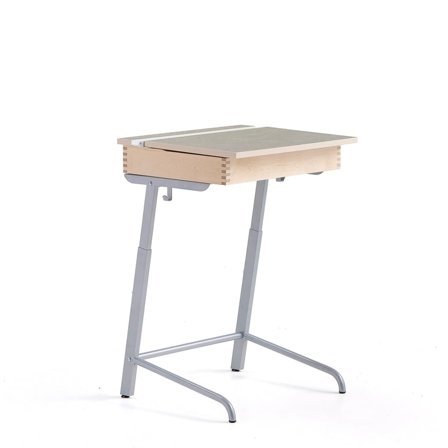 School desk AXIOM, sound absorbing linoleum, silver/grey