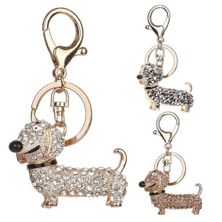 Kvinder Mænd Dejlig Gravhund Hvalpe Vedhæng til Nøglering Diamant Sød Gravhund Hund Smykker til Håndtaske Pung Vedhæng