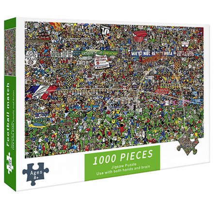 1000 brikker, fodboldkamp, DIY-puslespil, kreativ underholdning, gave, fornøjelse, klassiske puslespil
