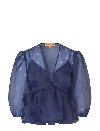 STINE GOYA | 1608 Organza, Long Sleeve Bow Top | M
