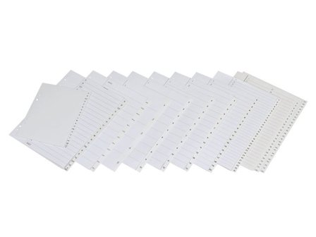 Plastregister A4, polypropylen, 1–12-flikuppsättning, 297x225/240mm, vit - Lyreco - Kontorsmaterial - Pärmar och register - Plastregister - Tryckta