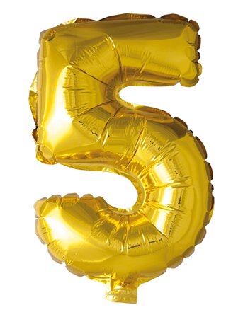 Foil Balloon Number 5 Gold 86 Cm Gold Joker
