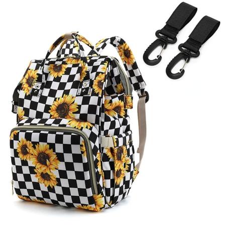 Skötväskor Mammaväska Utskrift Stor kapacitet Ryggsäck Mode Portable Plaid sunflower