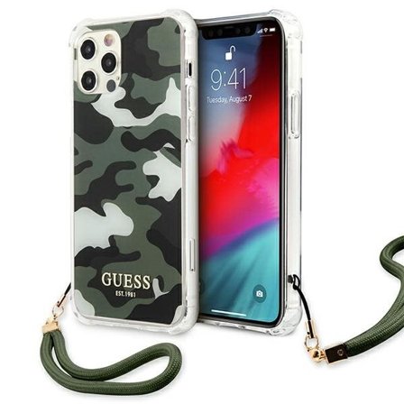 Guess GUHCP12MKSARKA iPhone 12/12 Pro 6,1" grön/khaki hårda fodral Camo Collection