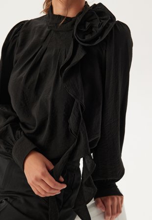 VERO MODA Vmbailey Ls Frill Top Wvn Black Tøj