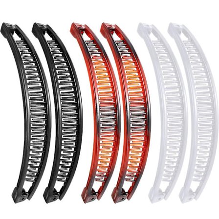 6 stk. Clincher-kamme Banankamme Bananklips Grebskam Fiskehale 2Brun 2Hvid 2Sort