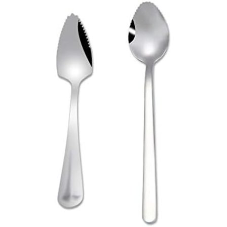 Frugtske, grapefrugtske, dessertsked i rustfrit stål, dessertskeskraber med takket kant