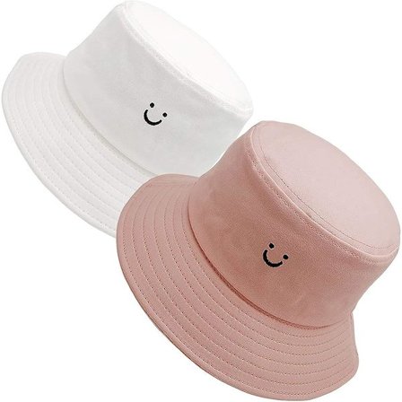 Bucket Hats Sommarresor Strandsolhatt Cap Unisex 2pack(Vit/Rosa)