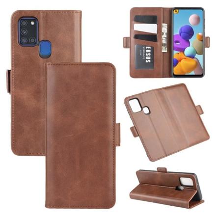 Samsung Galaxy A21s - Magnetiskt Plånboksfodral - Brun Brown Brun