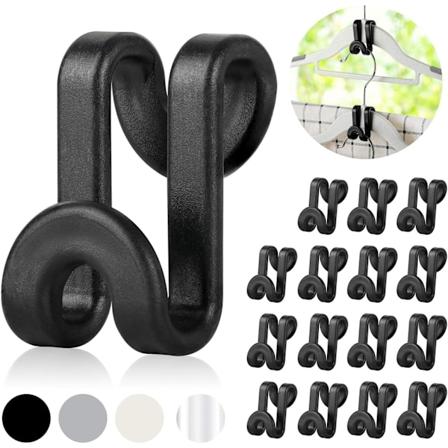 60 st Multi-YDEl Kaskadhängare, Plast Tunga Kaskad Mini Krokar för Sammet Hängare Utrymmesbesparande Garderob Organizer, Svart Black
