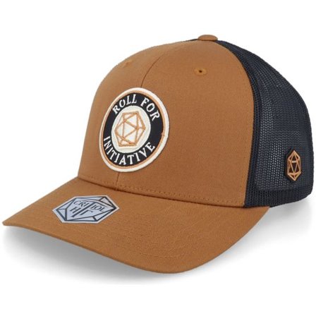 Critiql Hit - Brun trucker Keps - Roll For Initiative Logo Caramel/Black Trucker @ Hatstore