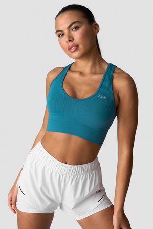 ICANIWILL - Ribbed Define Cropped V-neck Tank Light Faded Teal - Damer - Træningstøj fra ICIW