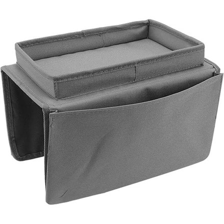 Sofa Bakke Bordklemme på Sidebord, Sammenklappeligt Sofa Armbordsbord Aftagelig Armlænsbakke til Spisning og Drikning grå-FM-