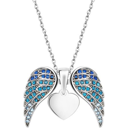 Halsband med hjärtformad berlock och blå kubisk zirkonia för kvinnor