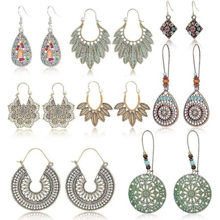 (Pow yeah!) 8 par boheme vintage øreringe til damer