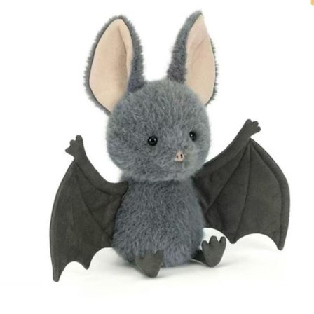 Jellycat Bartholomew kosedyr, myk og komfortabel, egnet for barn, Valentinsdagsgaver, samleobjekter, flaggermus.