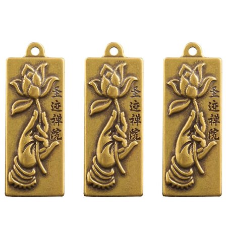 3 st Brass Nyckelringspendanter Fint Säkert Chic Nyckelhållare Dekoration Buddha Hand Lotus Ornament Brass Nyckelring Ornament Bilnyckel Tillbehör