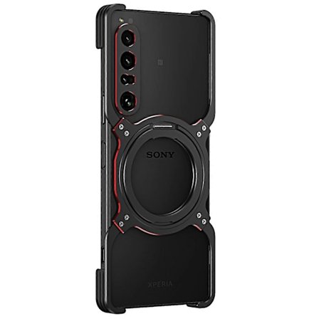 Kompatibel med Sony Xperia 1 IV 5G Støtteben Etui Metal Bumper Magnetisk Telefon Cover - Sort Rød-Perfet