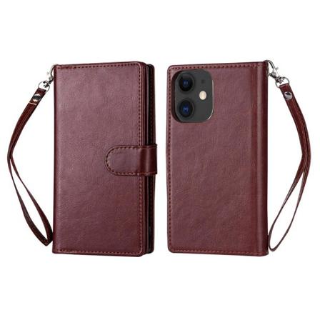 Iphone 12 Mini - Stilrent 9-kort Plånboksfodral Brun