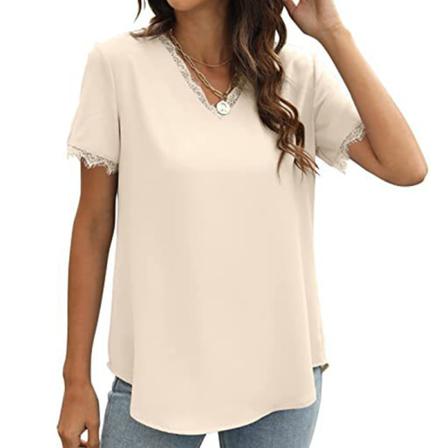 Kortärmad T-shirt För Kvinnor V-ringad S