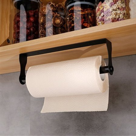 Pappershållare i rostfritt stål - Svart