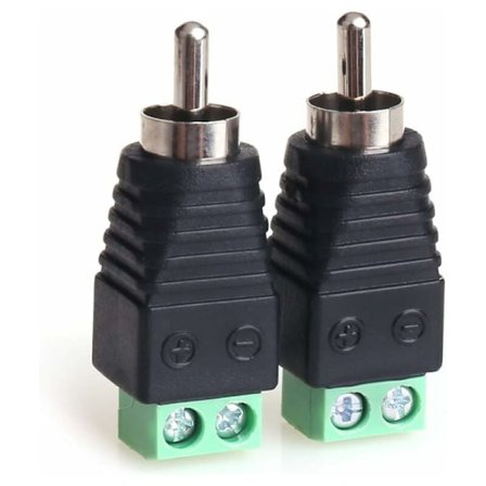 2 stk RCA hann til AV lyd/video skruekontakt adapter, loddefrie kontakter