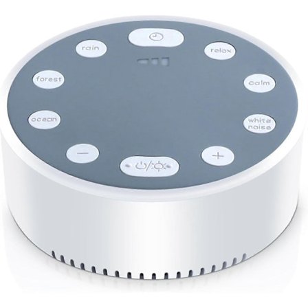 Hvit Støy Maskin for Søvn, Liten Reise Støymaskin med 6 Beroligende Lyder, USB Oppladbar Søvnlyder Hvit Støy Maskin med Stemningslys