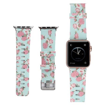 Apple Watch 38 mm klockarmband i flexibel silikon med blommönster - Stil C
