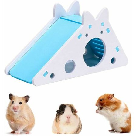 Hamstervilla med Bur, Bo, Reva, Stege och Rutschkana, Klätterleksak, Aktivitetsleksak för Små Djur