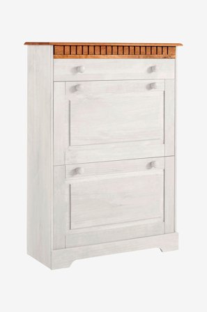 Loft24 - Lisa Skoskåp med 2 luckor 1 låda i furu - Vit - Skoskåp - Från Homeroom